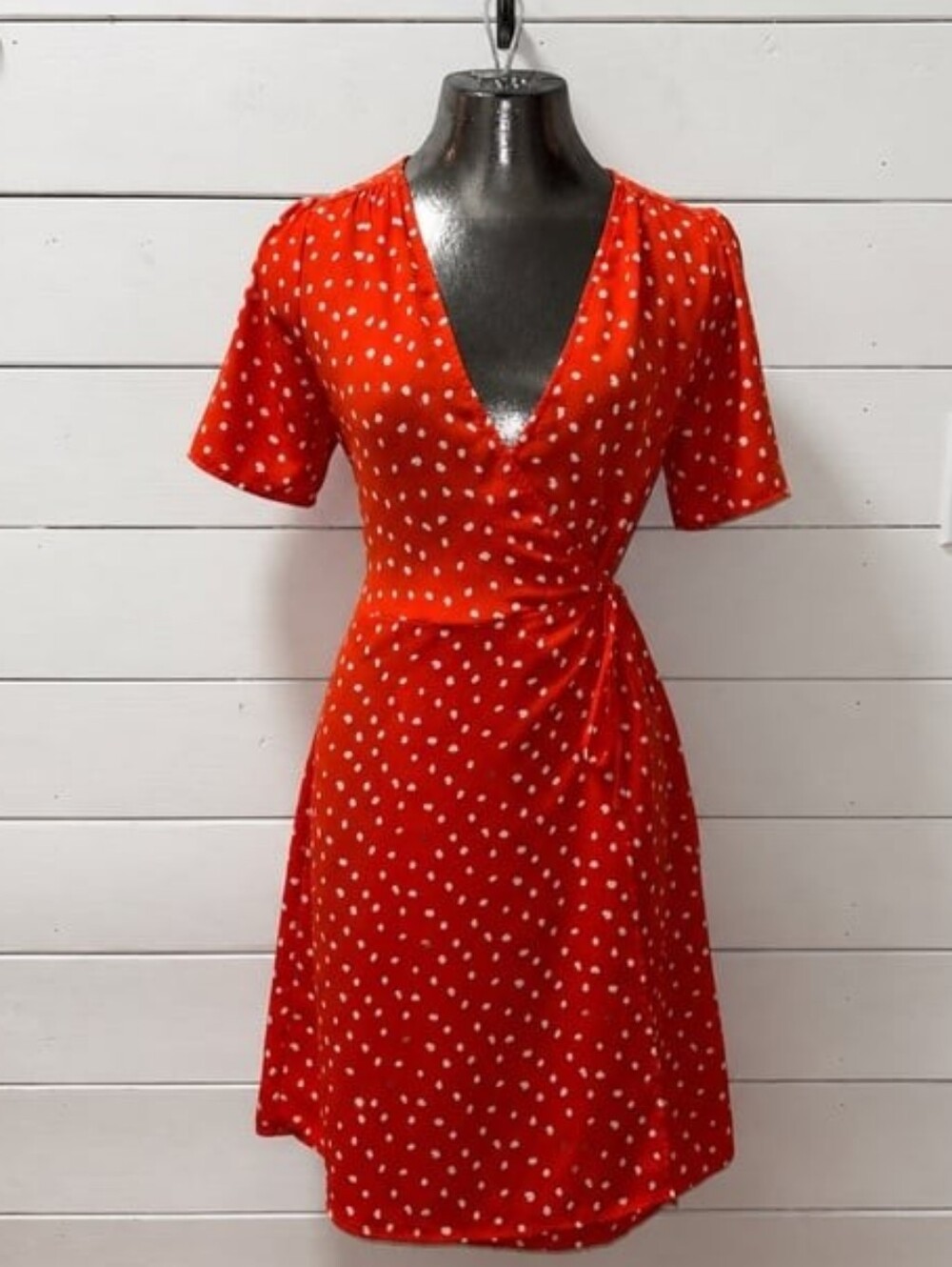 GILLI Red Polka Dot Wrap Dress Size S